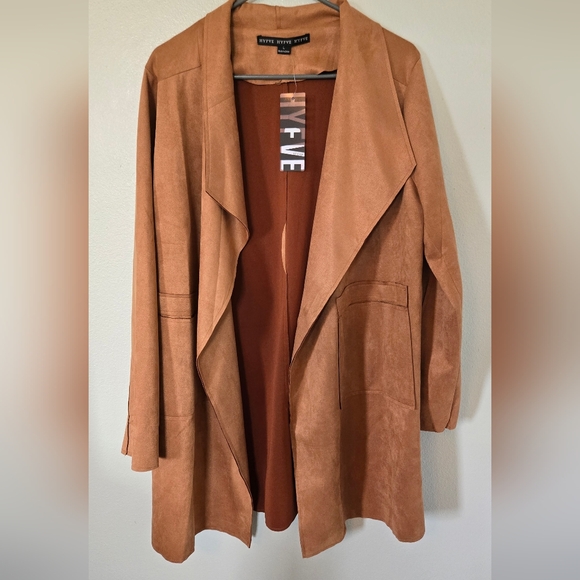HYFVE Jackets & Blazers - NWT HYFVE Faux Suede Cardigan Duster Jacket Size Large
